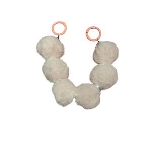 Elegant White Fur Pom Pom Purse Charm Keychain